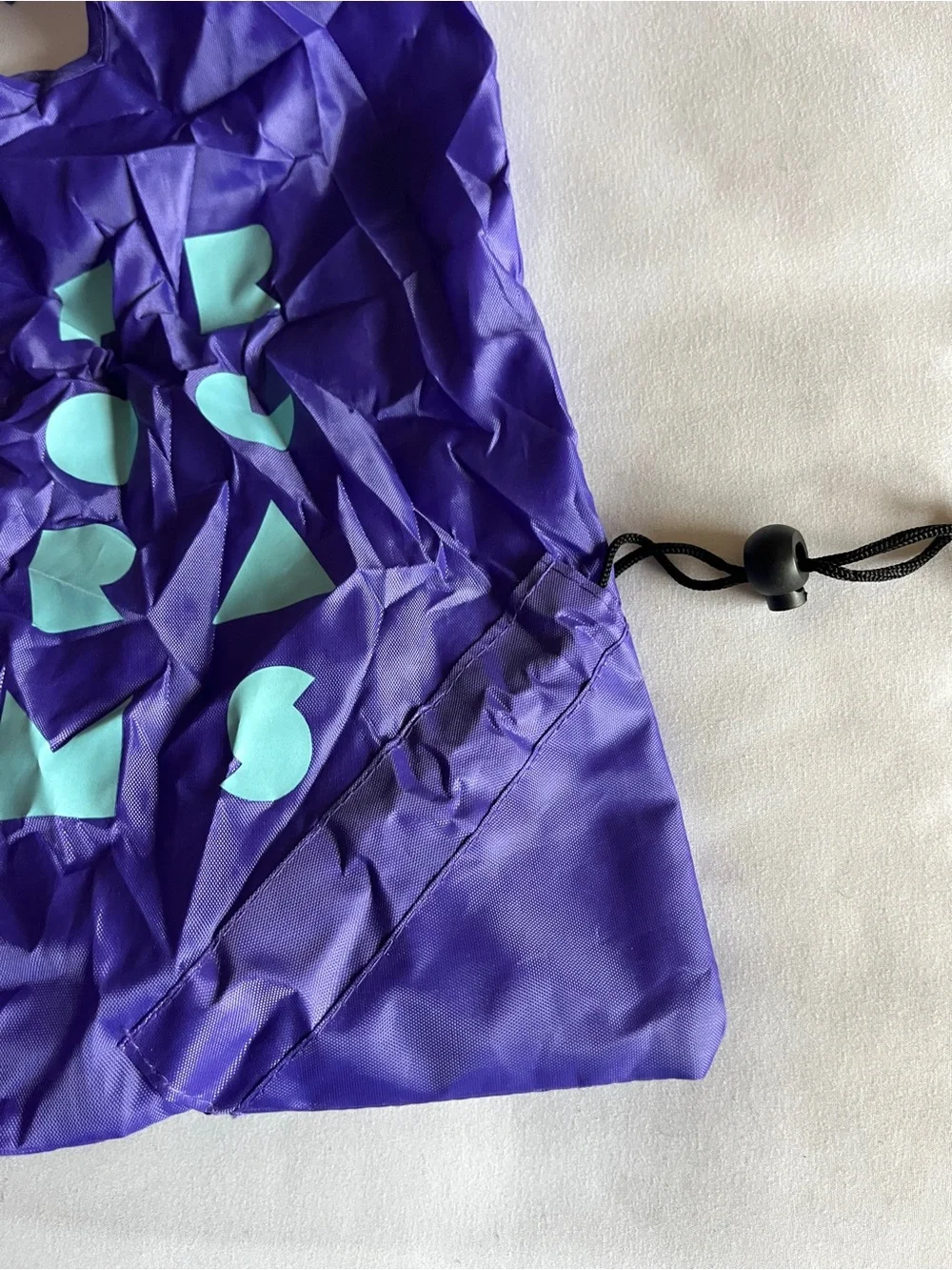 NYU Purple Nylon Packable Reusable Shopping Tote Bag Drawstring Pouch Blue 12x12
